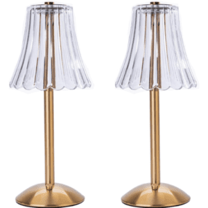 |Scalloped Glass Shade Tabletop Lamp