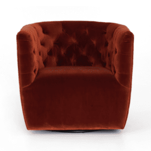 | Tufted Swivel Armchair – Rust Velour |Tufted Swivel Armchair – Rust Velour