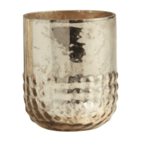 |Gold Button Bottom Mercury Glass Votive
