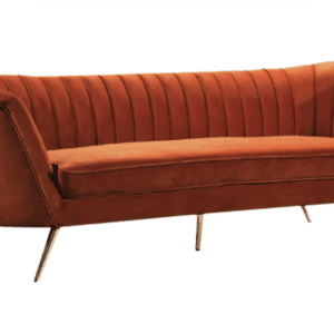 |Channelled Velour Sofa – Burnt Orange