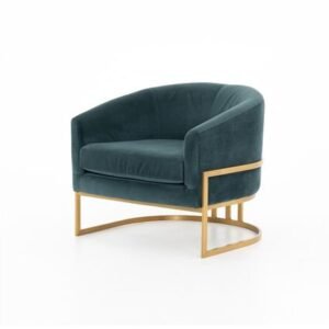 |Brass Bottom Velour Chair – Navy