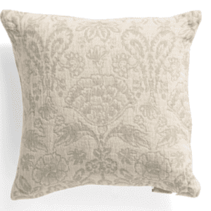 |Ornate Floral Accent Pillow- White / Green Detail