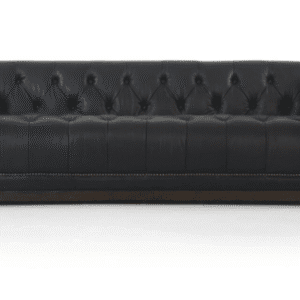 |Tufted Leather Sofa – Black