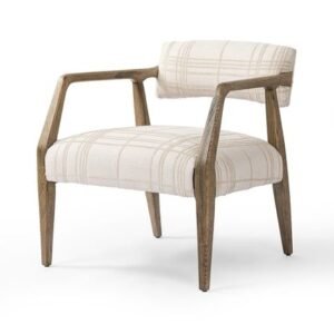 |Plaid Accent Chair – Ivory
