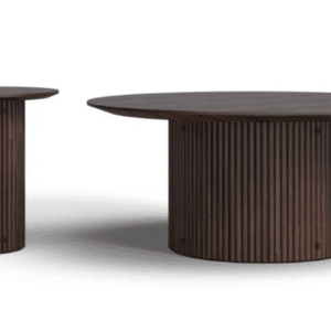 | Dark Fluted Wood Coffee Table Set |Dark Fluted Wood Coffee Table Set