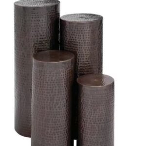 |Brown Metal Pillar Style Pedestal Table with Hammered Design (XLarge)
