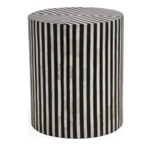 |Black & White Striped Side Table